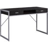 48" Computer Desk in Cappuccino & Silver Metal